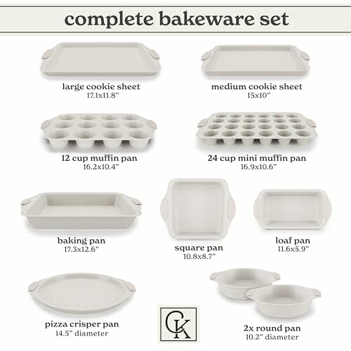 Complete bakeware set with various pans and sheets