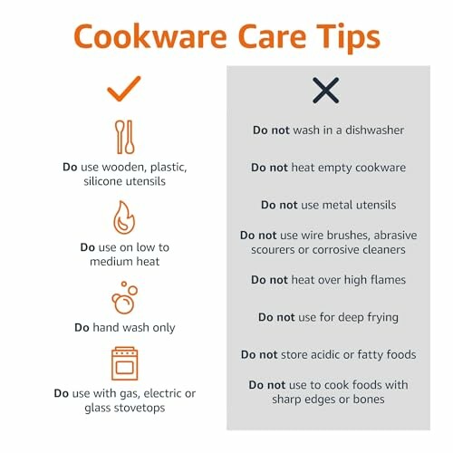 Infographic with cookware care tips, including dos and don'ts.