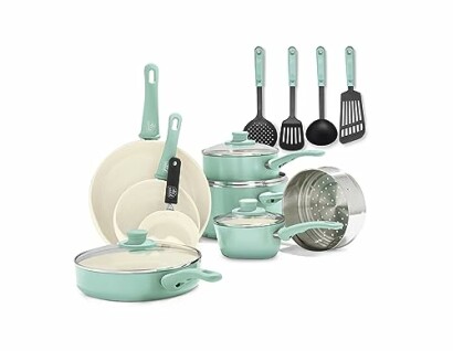 GreenLife Soft Grip 16 Piece Kitchen Cookware