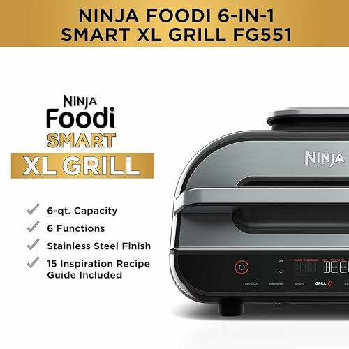 Ninja Foodi 6-in-1 Smart XL Grill with features listed