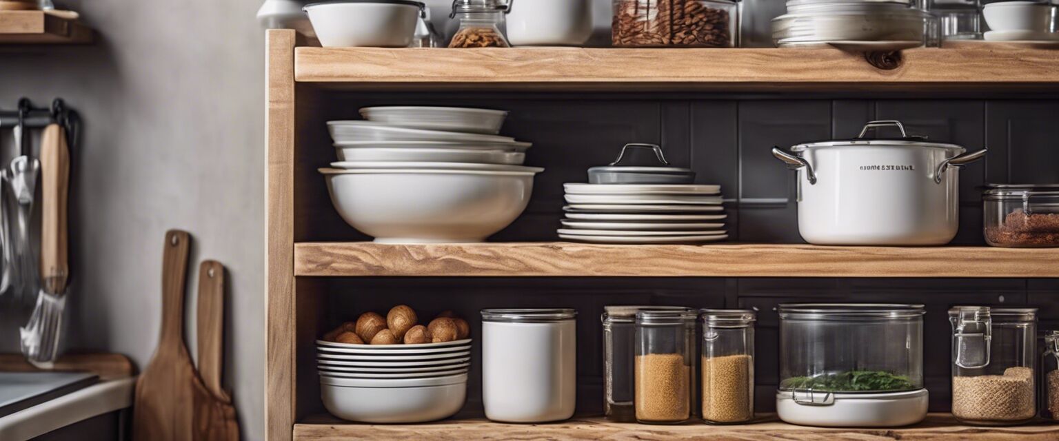 Various kitchen storage products displayed on a countertop.