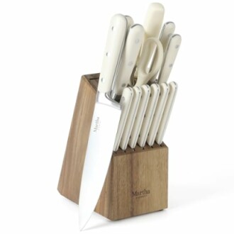 MARTHA STEWART Eastwalk 14 Piece High Carbon Stainless Steel Cutlery Kitchen Knife Block Set